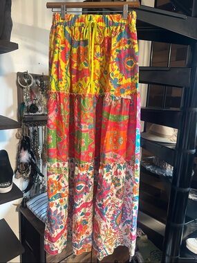 Vibrant Multicolor Tiered Maxi Skirt